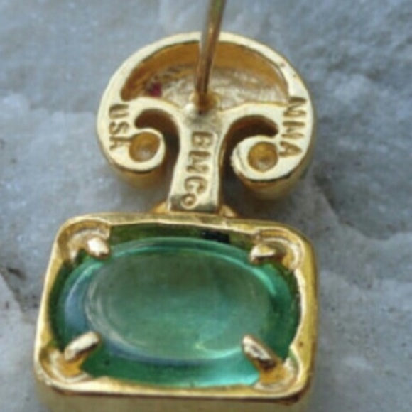 Gold and Green Earrings - Picture 3 of 3